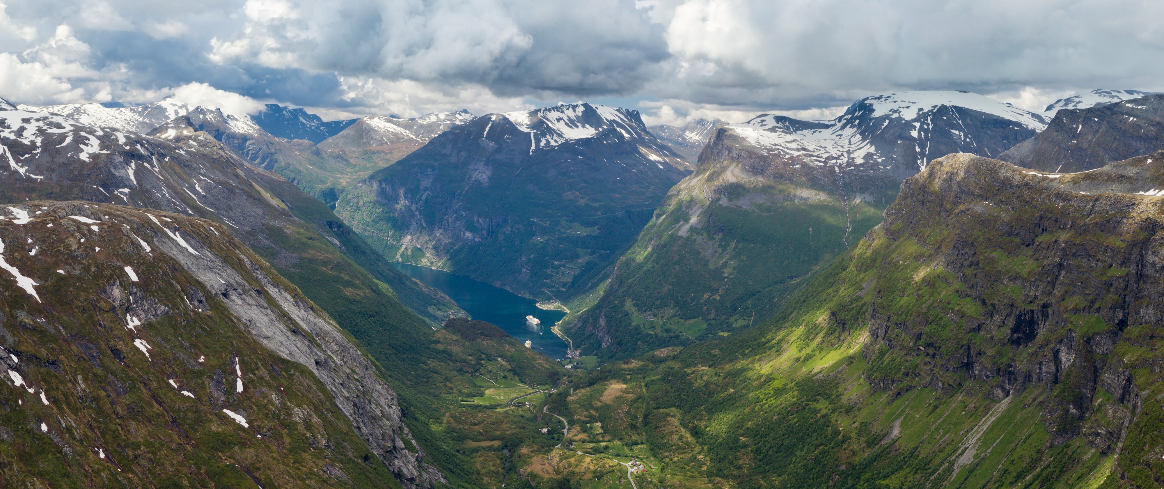 A view towards Geirangerfjord from Dalsnibba, Møre og Romsdal, Norway, 2013 June