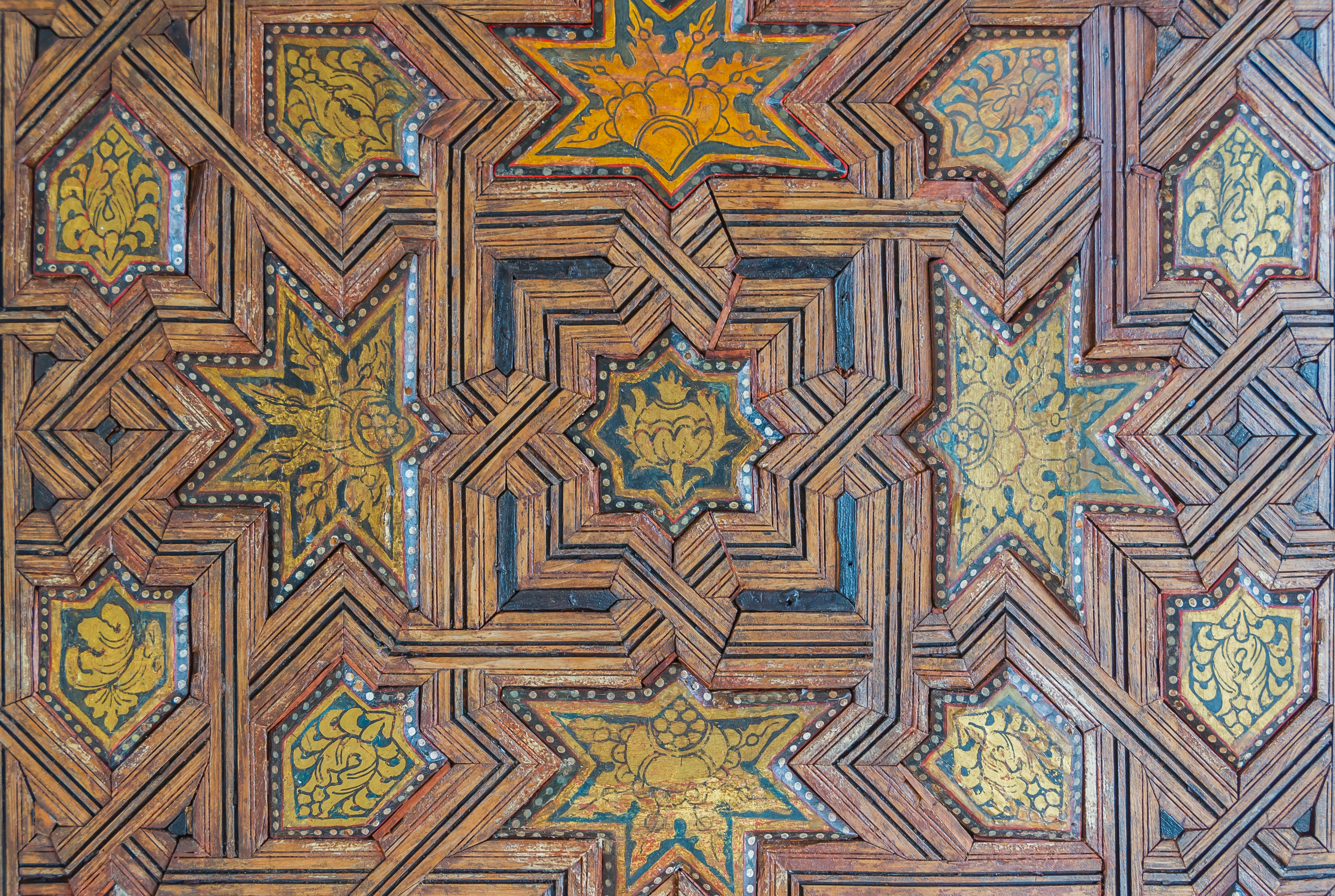 Details ceiling Cuarto dorado Alhambra, Granada, Andalusia, Spain