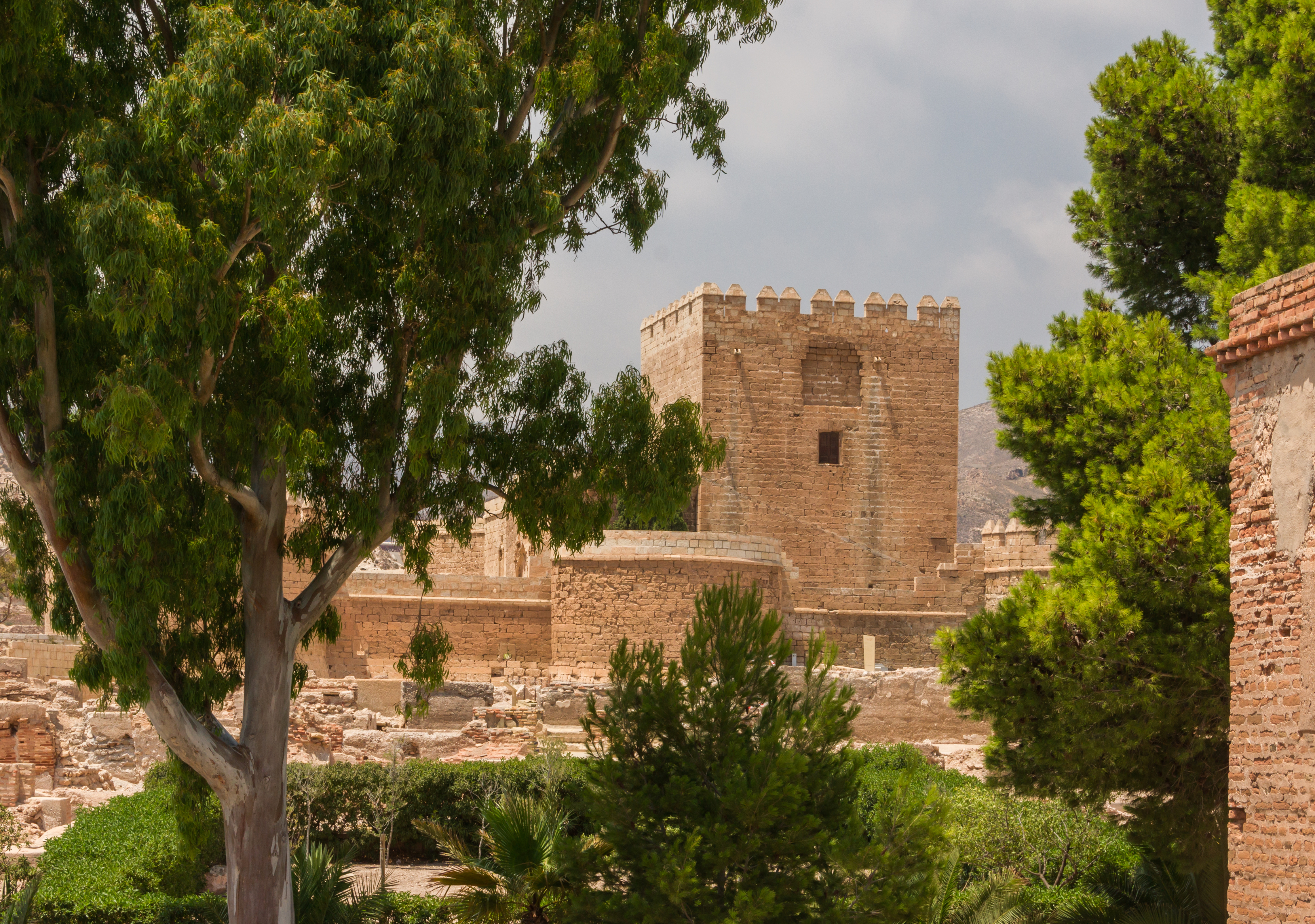 Gardens and tower Alcazaba, Almeria, Spain