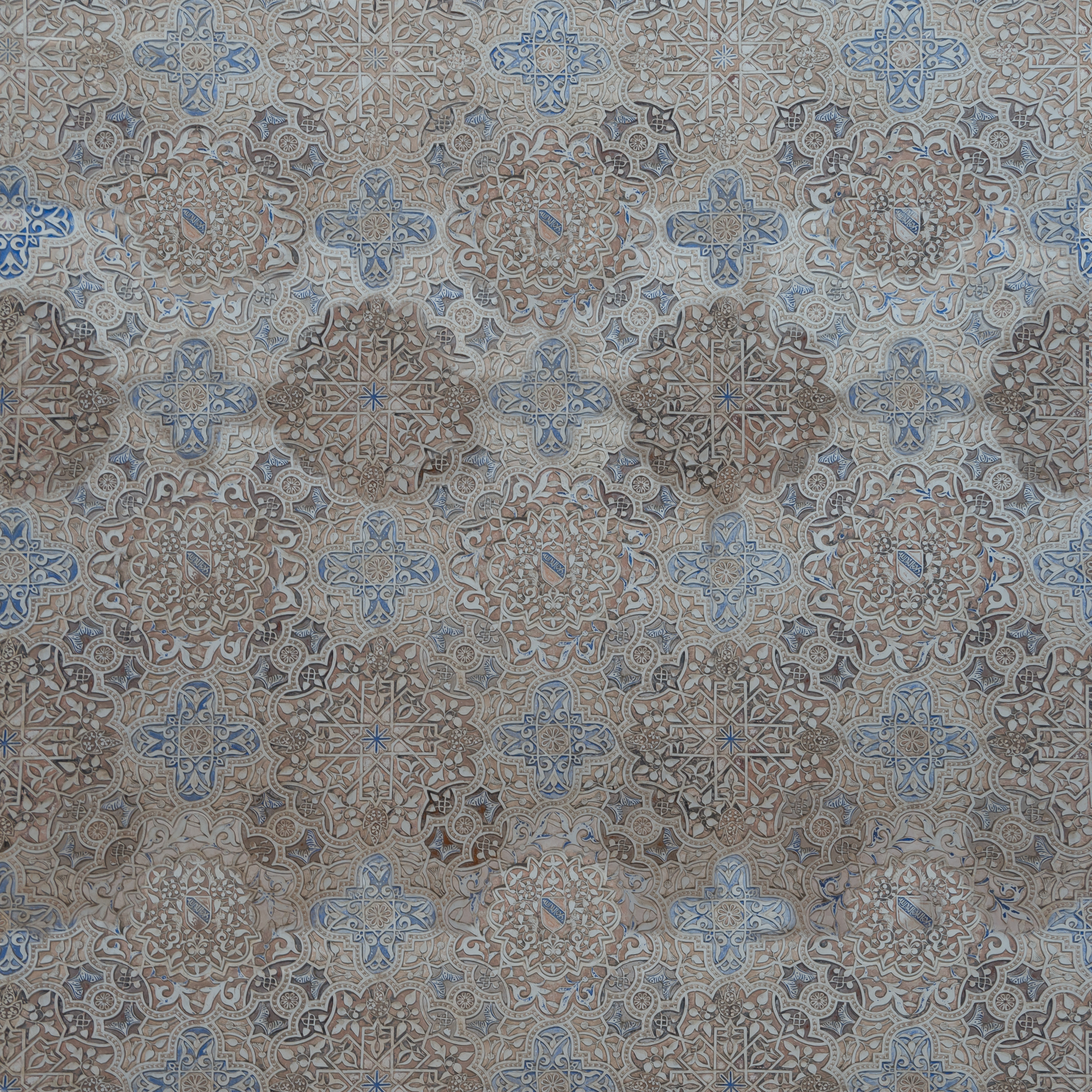 Polychrom stuccos, Patio de los Leones, Alhambra, Granada, Spain