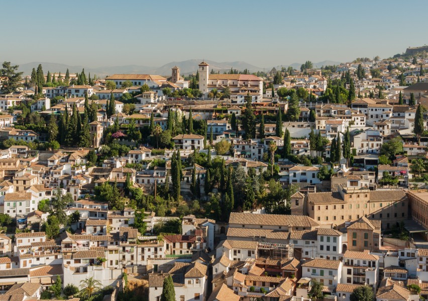 Albaizin, Mirador San Nicolas, from Alhambra, Granada, Andalusia, Spain