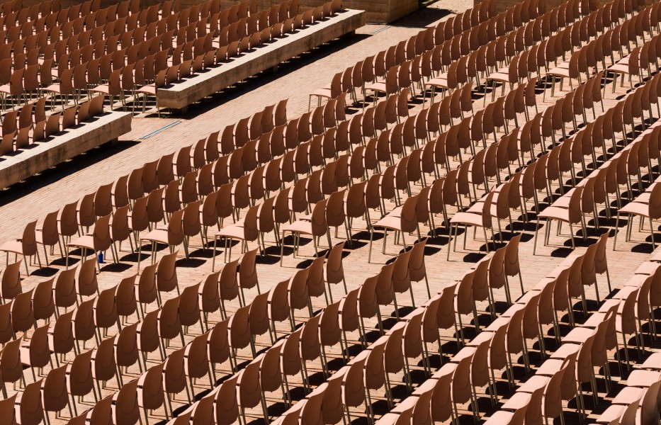 Chairs, blue bottle, Generalife, Granada, Spain