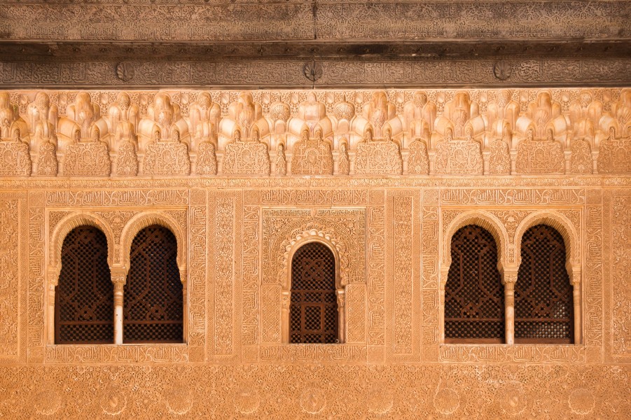 Nazari windows Alhambra, Granada, Andalusia, Spain