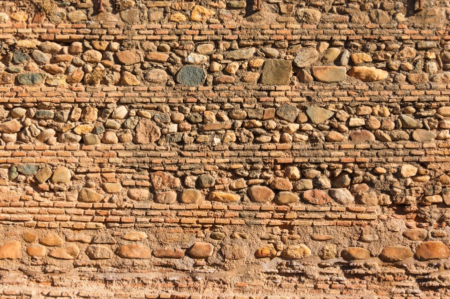 Stones and bricks wall, Alhambra, Granada, Andalusia, Spain