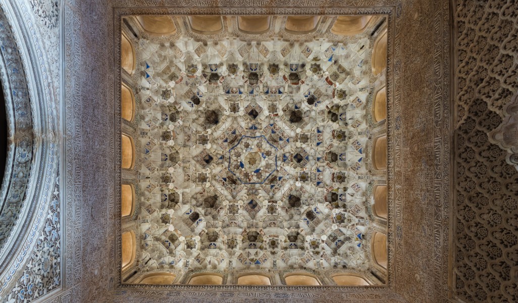 Stucco ceiling, Patio de los Leones, Alhambra, Granada, Spain