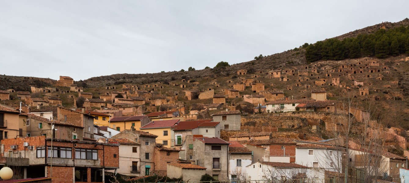 Vista de las cuevas-bodegas, Torrijo de la Cañada, Zaragoza, España, 2015-12-29, DD 11