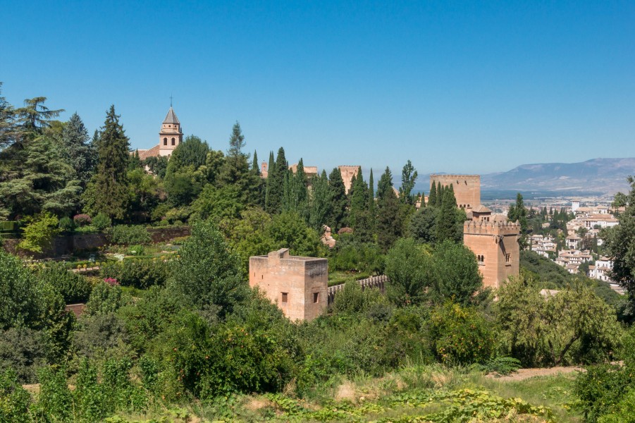 Walls Towers Alhambra Granada Spain