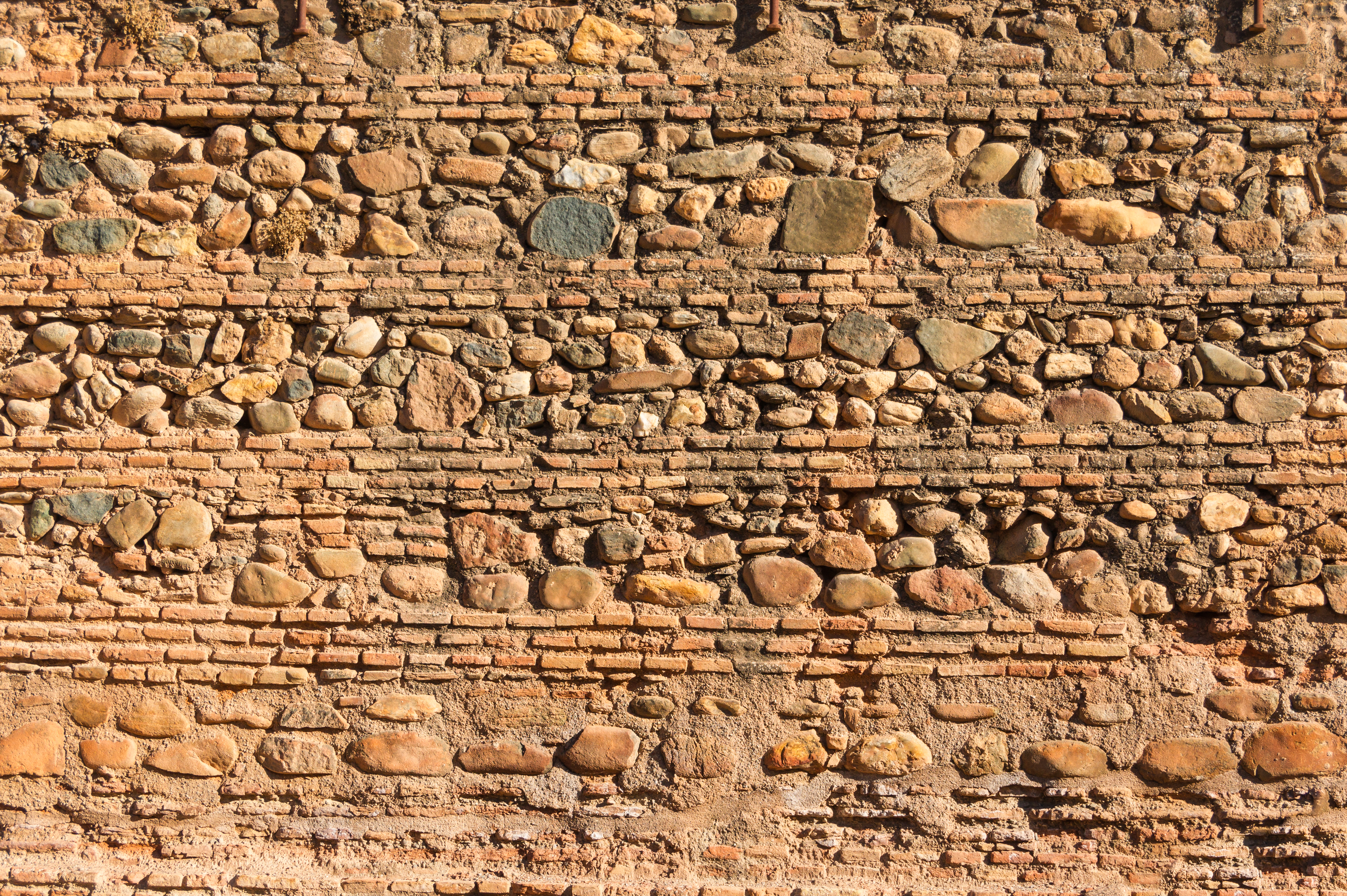 Stones and bricks wall, Alhambra, Granada, Andalusia, Spain
