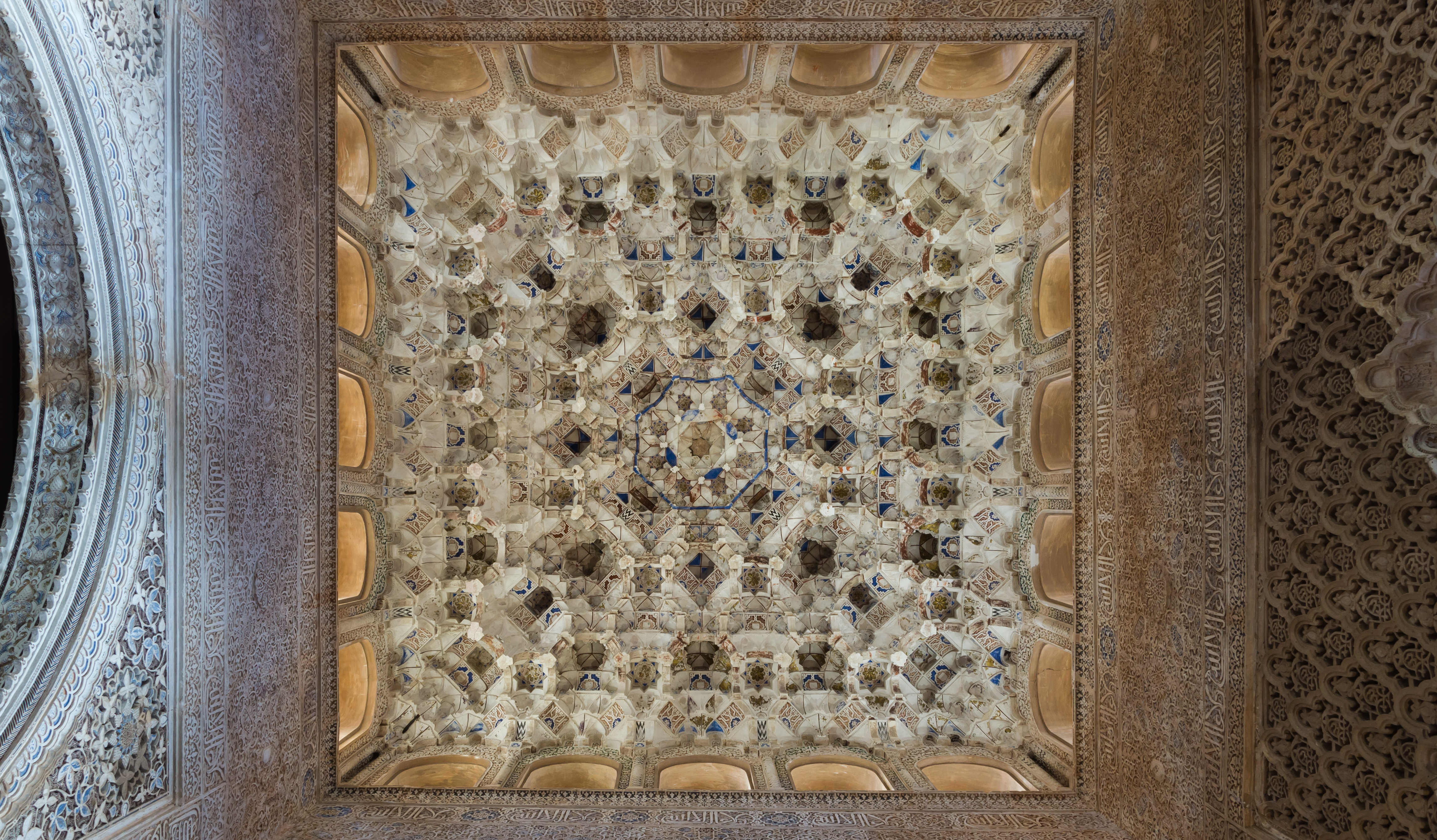 Stucco ceiling, Patio de los Leones, Alhambra, Granada, Spain