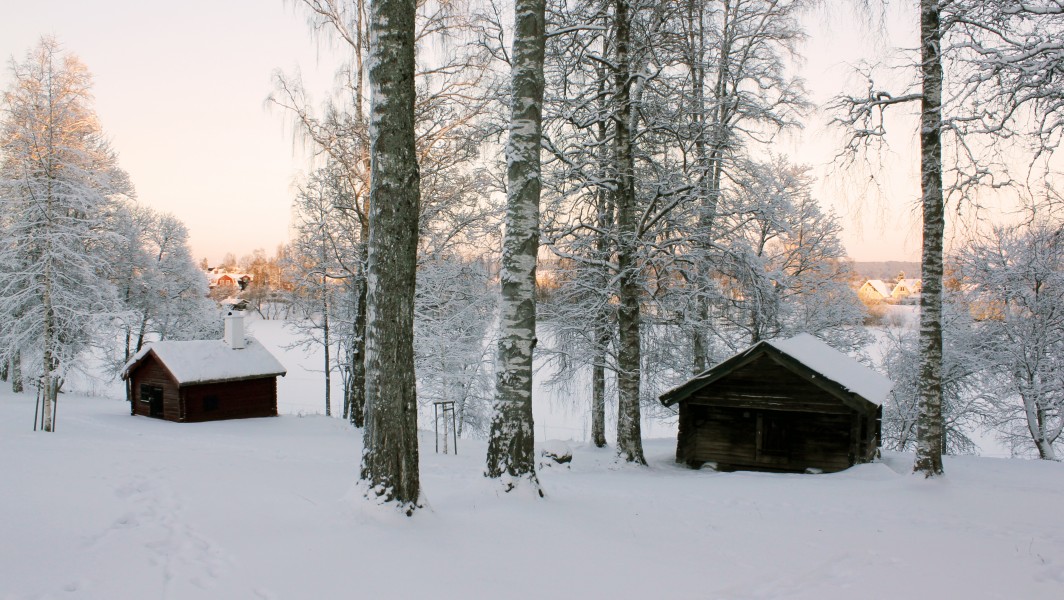 Smedjan och bastun Hedemora gammelgård vinter