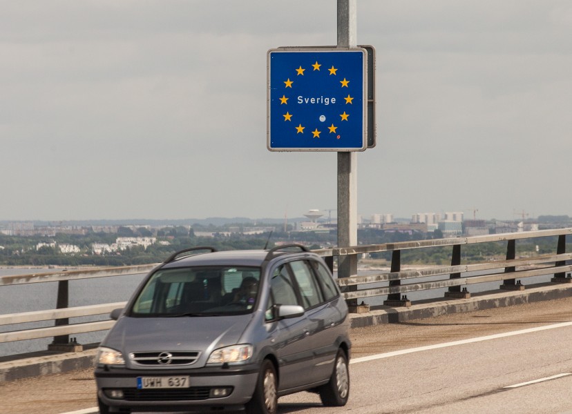 entering Sweden from Denmark by Øresund bridge, June 2014