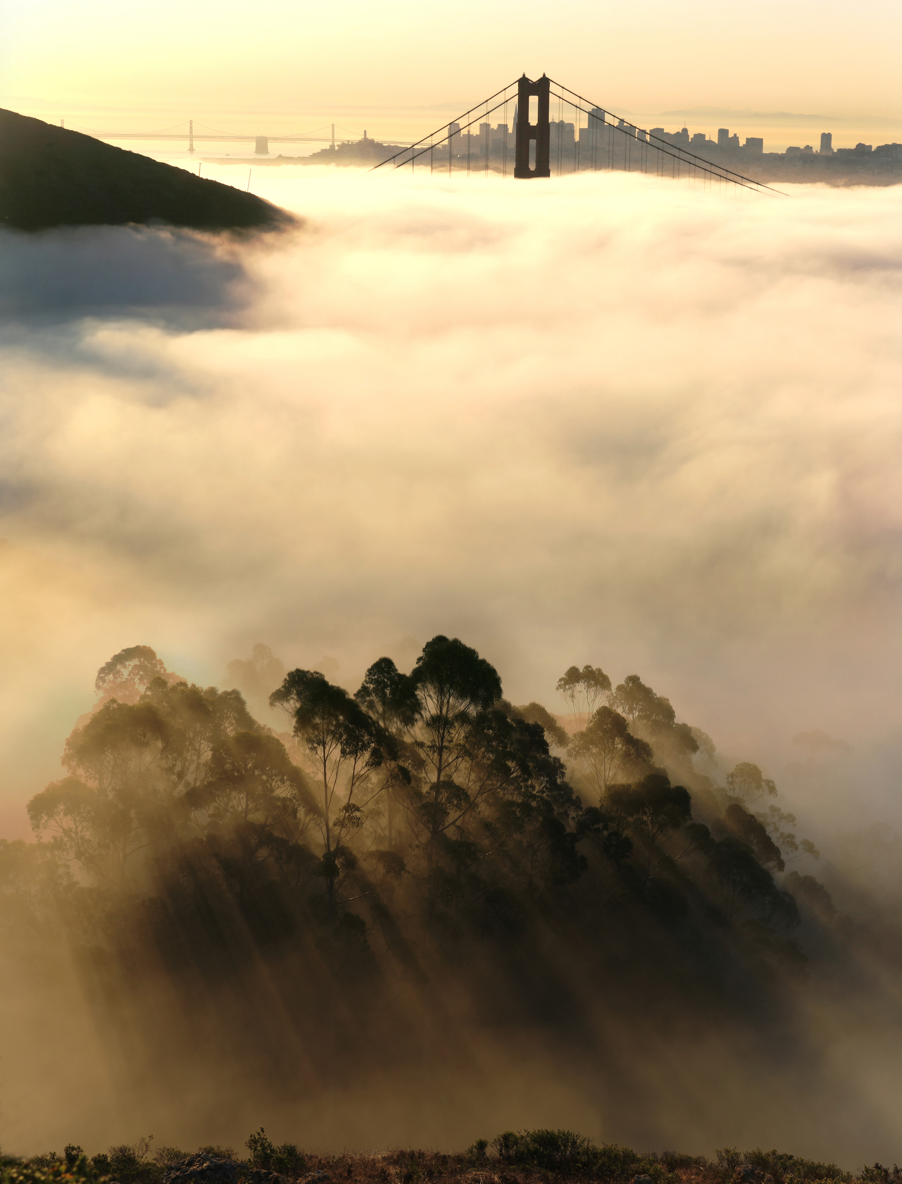 Crepuscular Rays Golden Gate Bridge and San Francisco