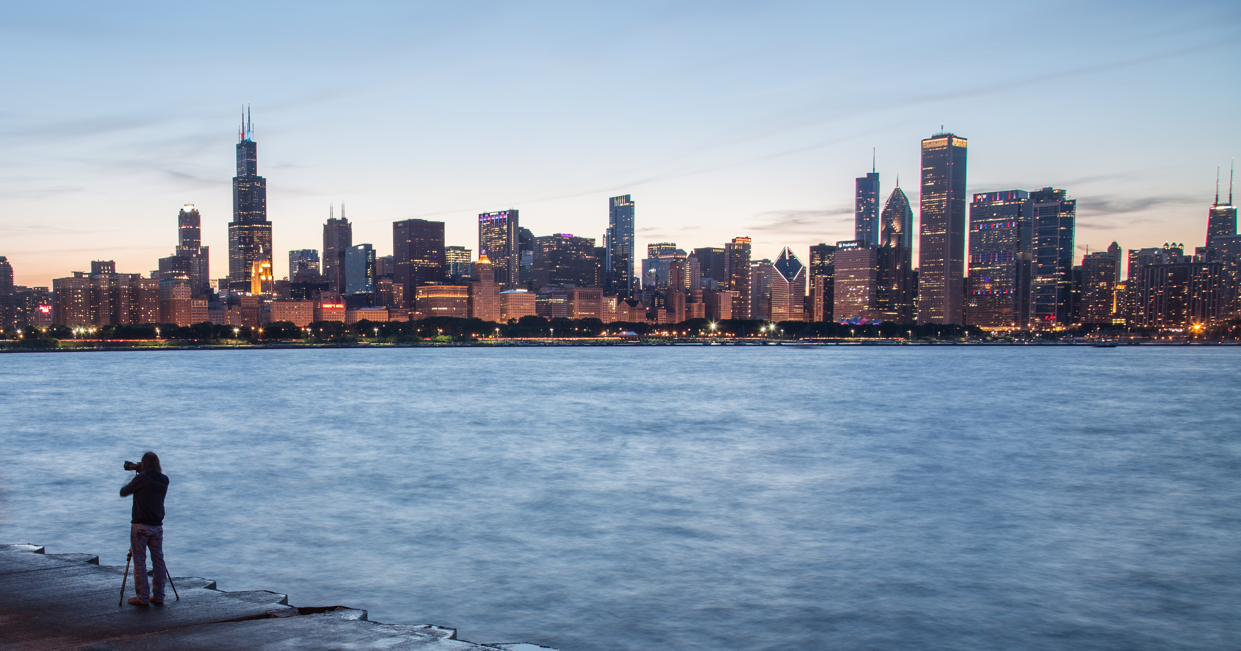 Photographer vs. Chicago Skyline (17073511251)