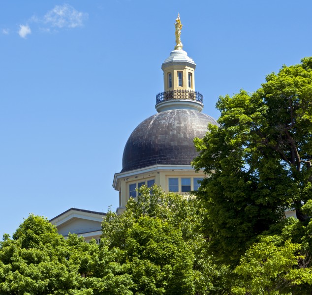 Ontario County courthouse dome over trees