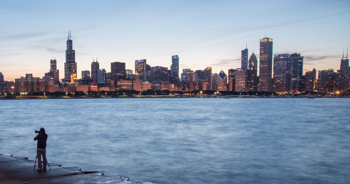 Photographer vs. Chicago Skyline (17073511251)