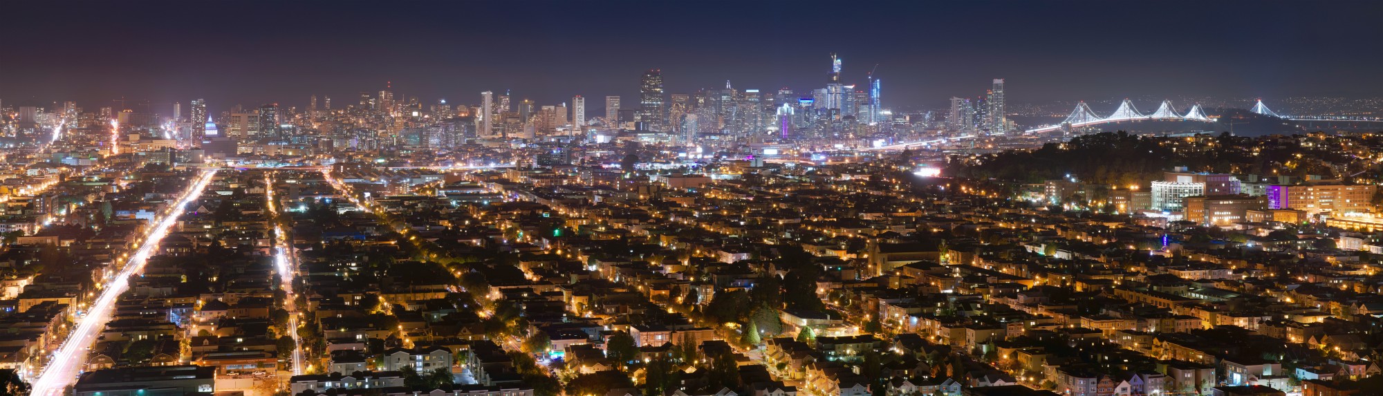 View of San Francisco at night from Bernal Heights 2016 01