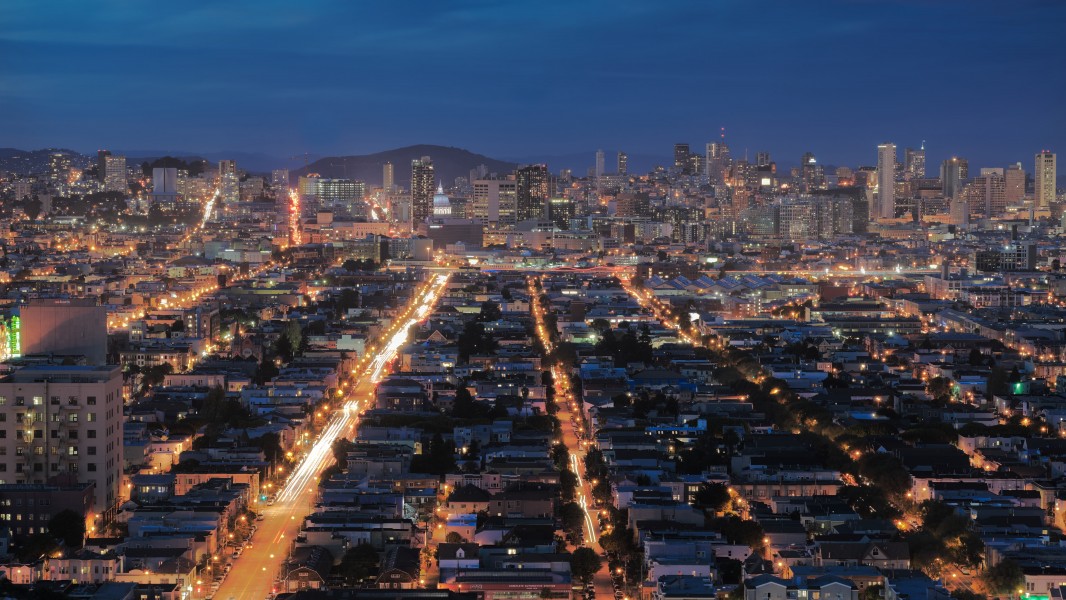 View of San Francisco at night from Bernal Heights 2016 03