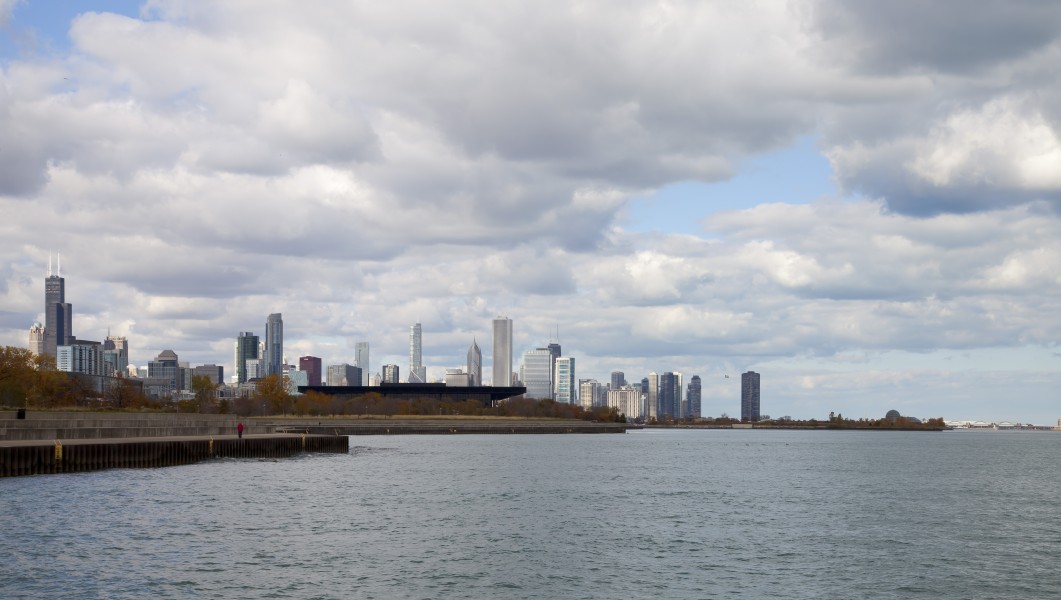 Vista del Skyline de Chicago desde Burnham Park, Illinois, Estados Unidos, 2012-10-20, DD 03