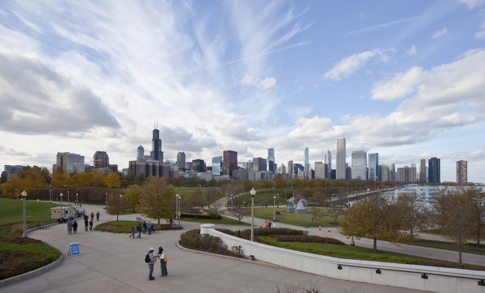 Vista del skyline de Chicago desde el Museo Field, Chicago, Illinois, Estados Unidos, 2012-10-20, DD 01