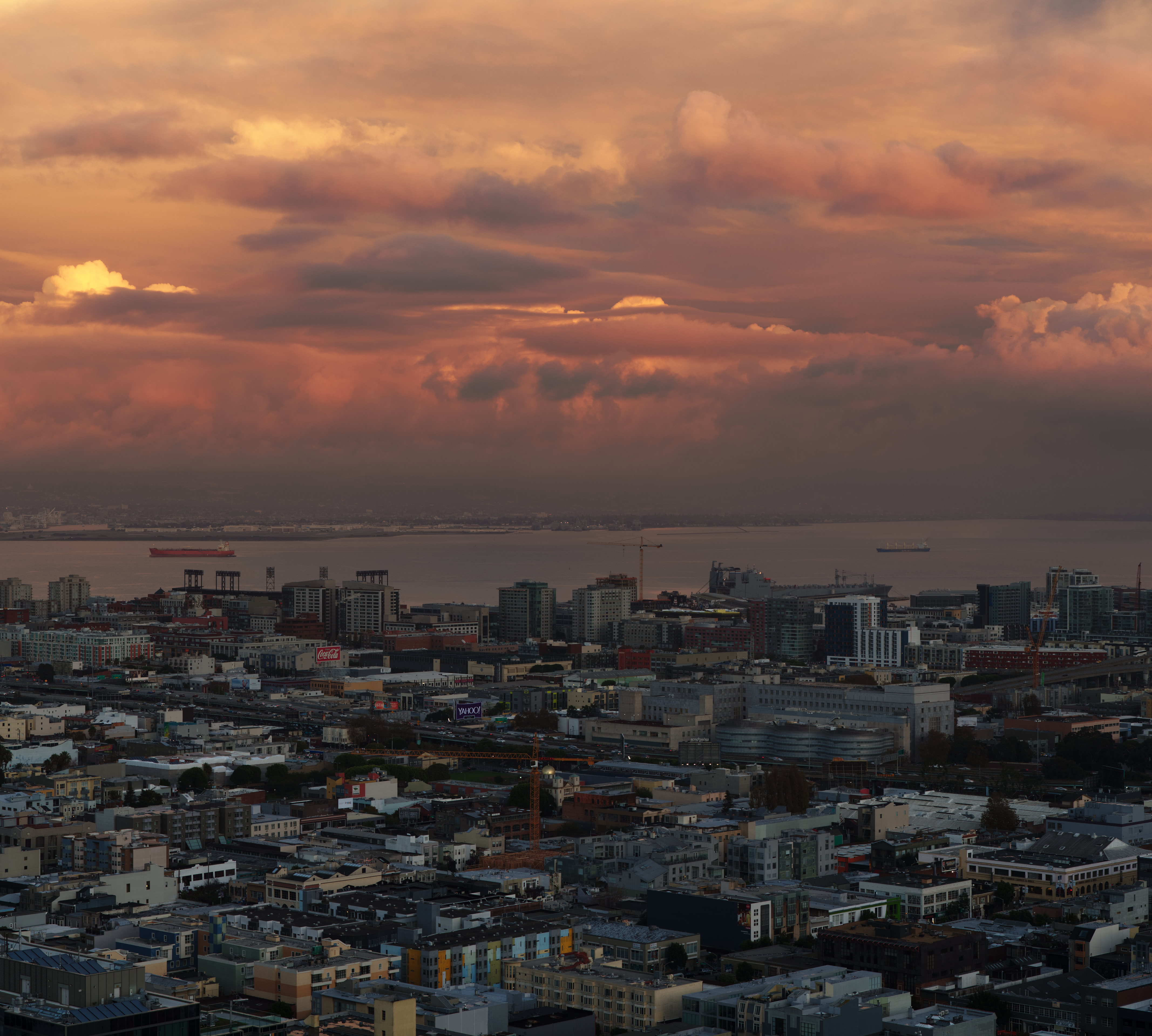 Sunset over SOMA as seen from 100 Van Ness Avenue