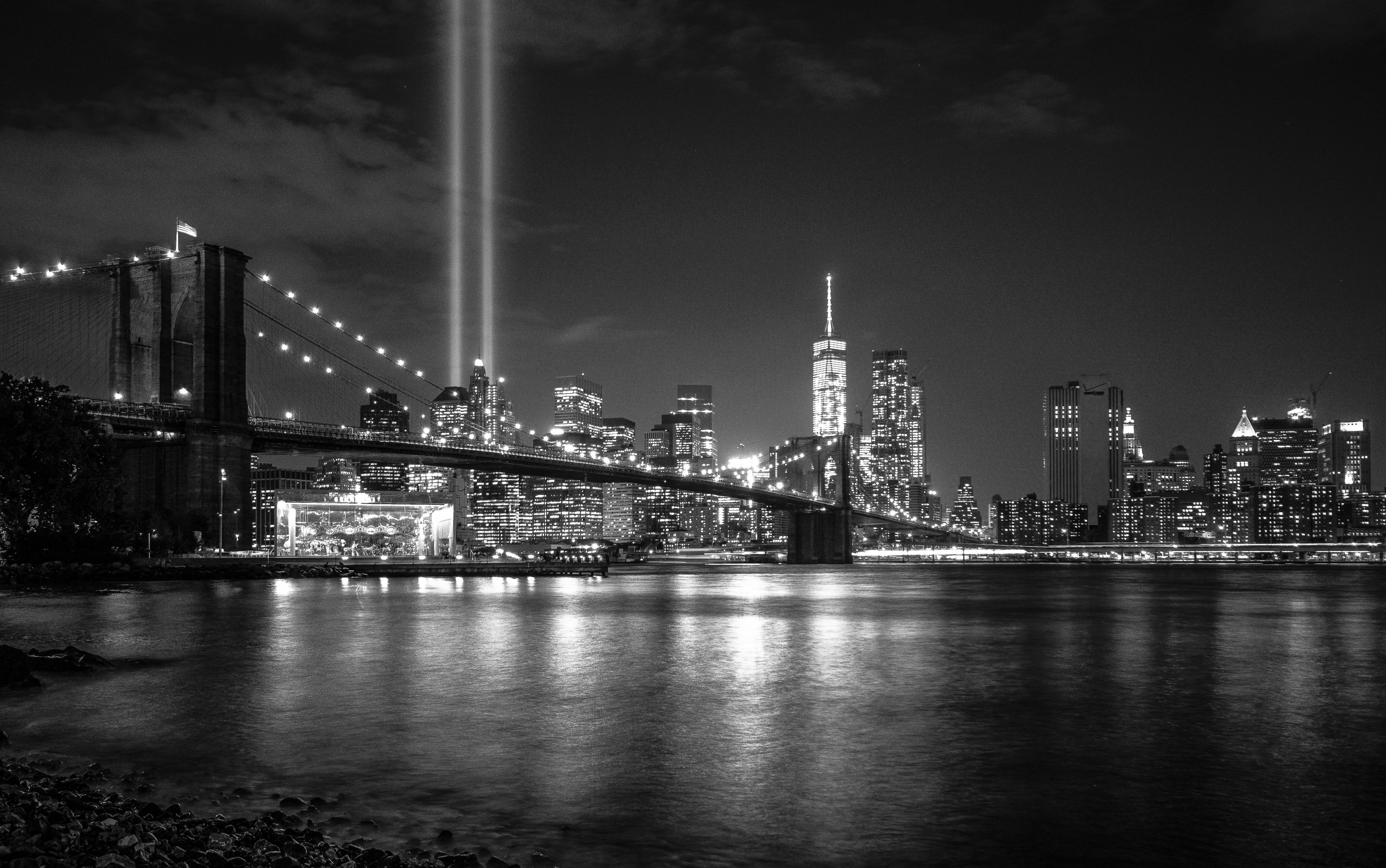 Figure 2. Light beams in the place of twin towers in memory of the September 11 terrorist attacks in New York