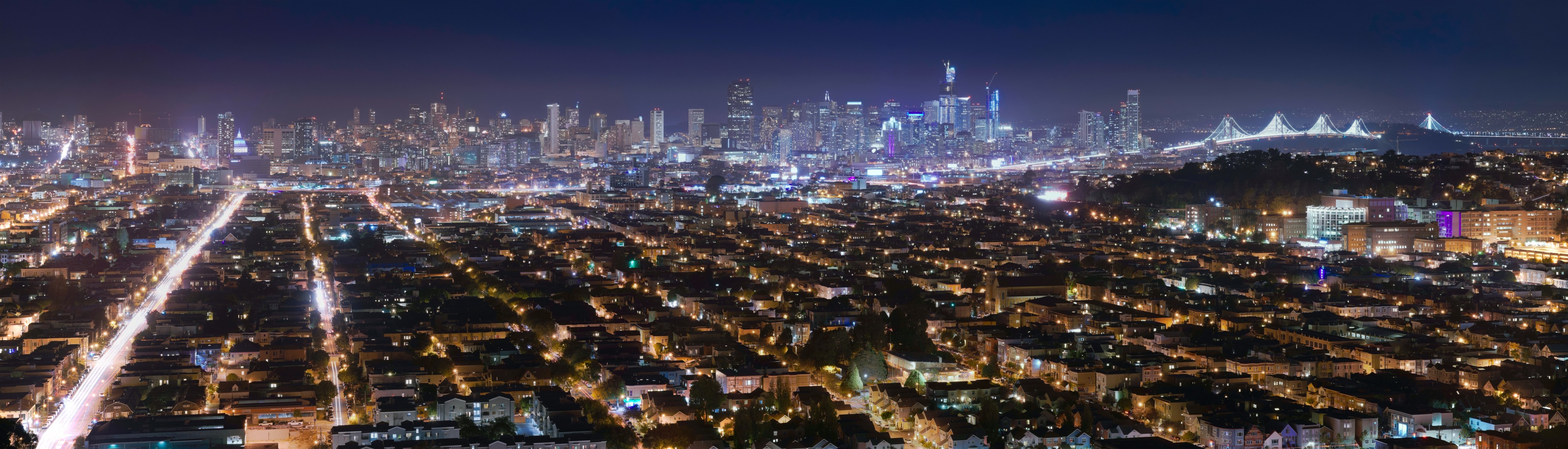San Francisco nighttime skyline from Bernal Heights