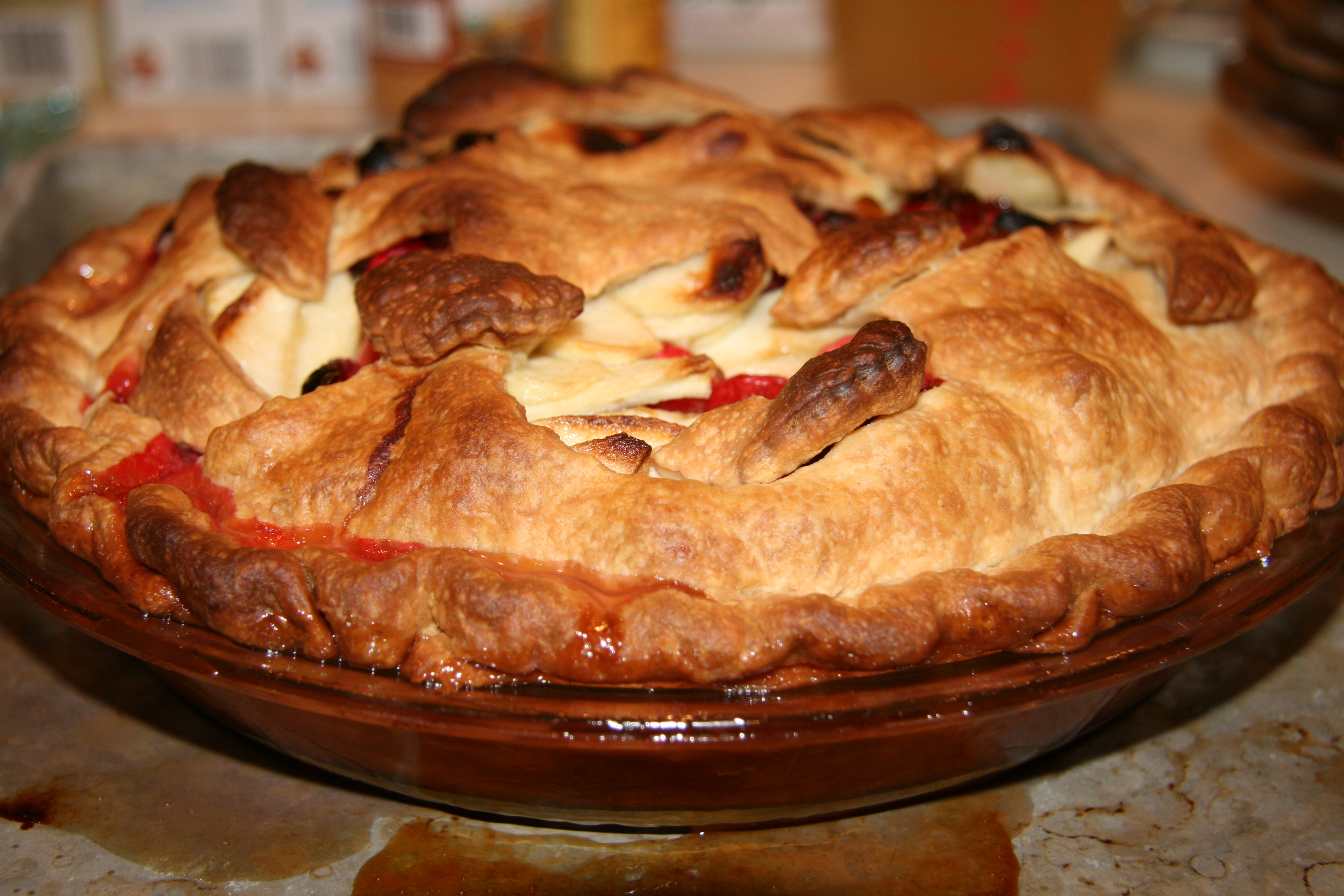 Apple cranberry pie ready to eat, November 2008