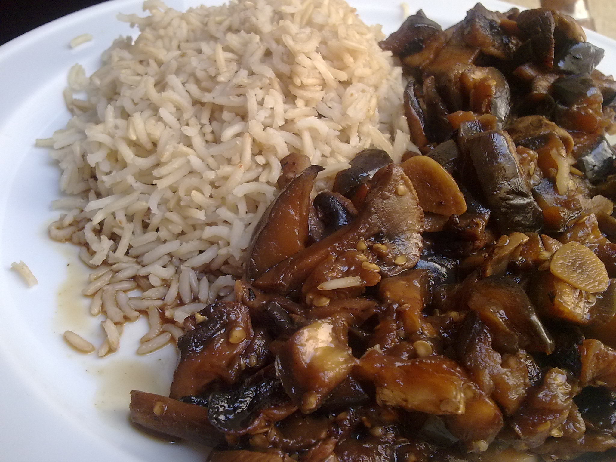 Berenjena y champiñones con arroz basmati (4789646685)