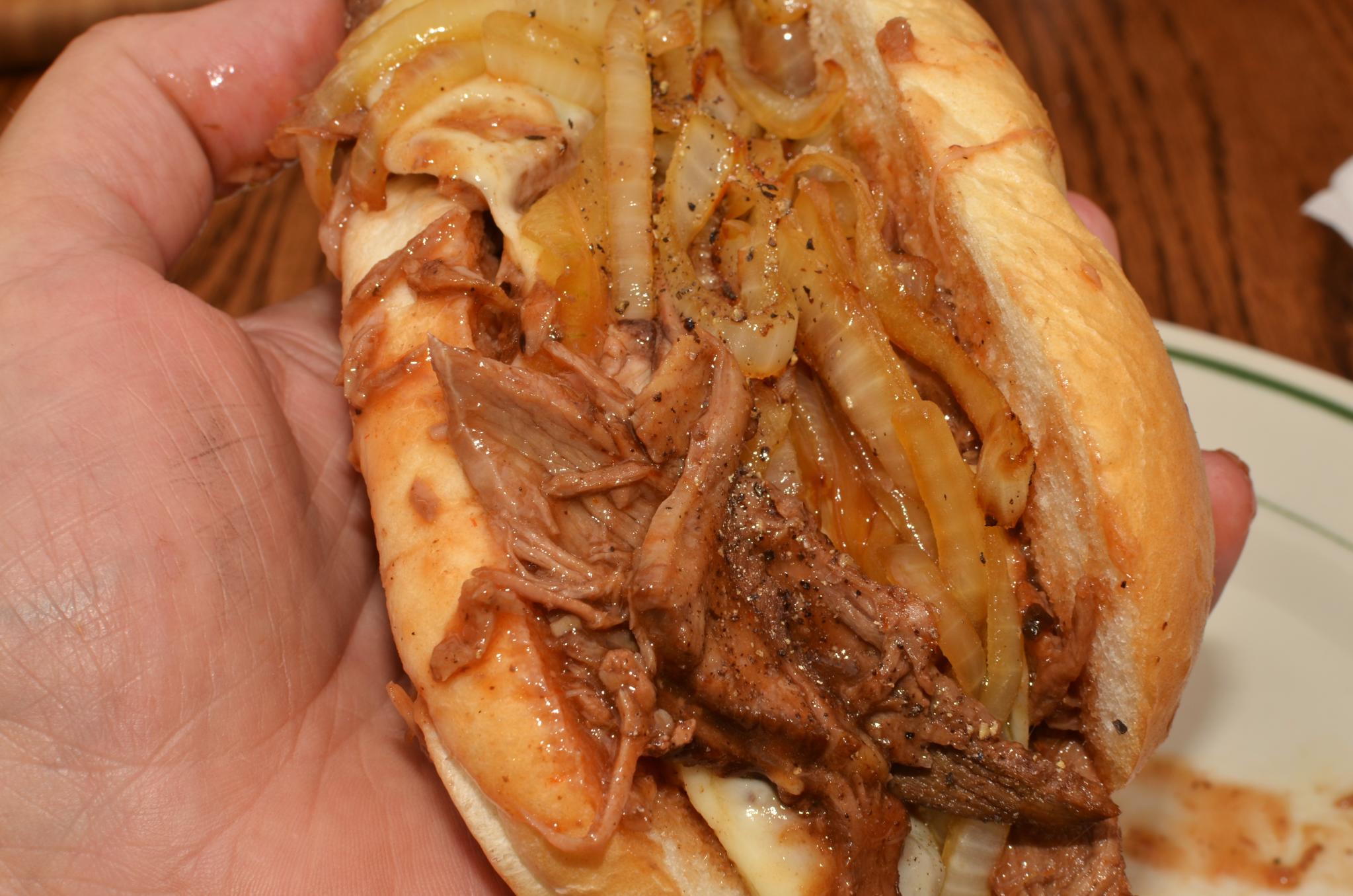 Mmm... cheese steak with caramelized onions (7467830322)