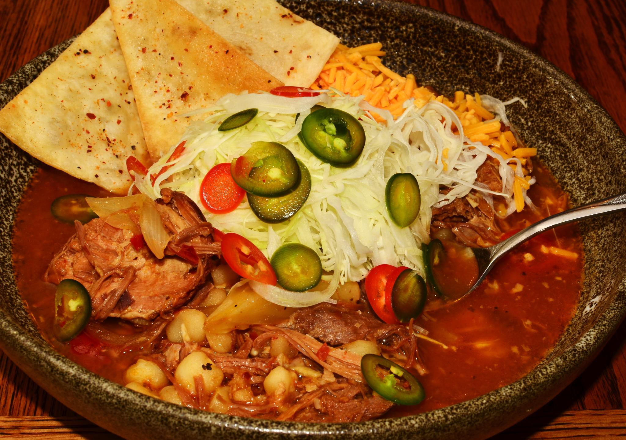 Mmm... posole and some garnishes (6261410735)