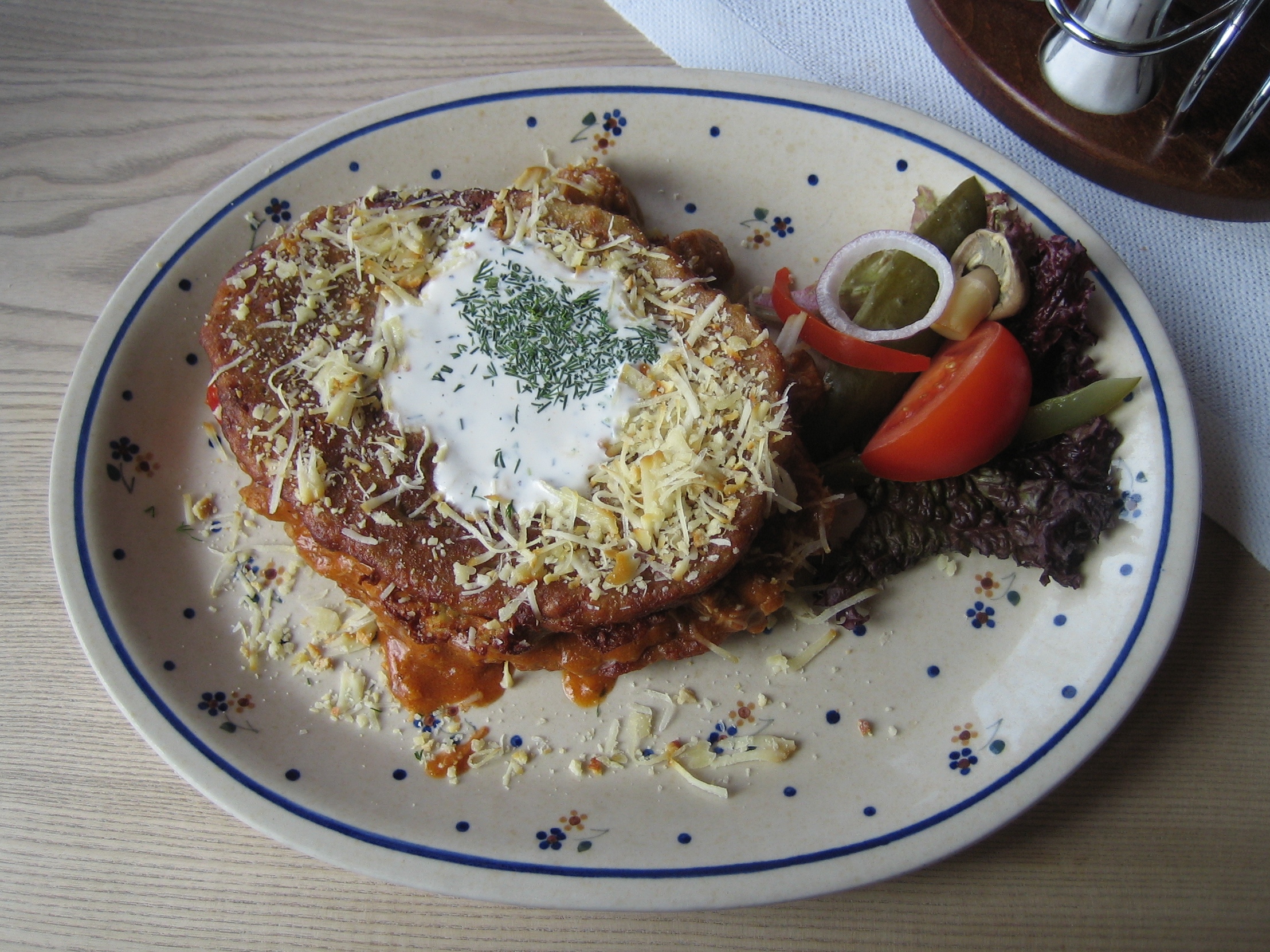 Placki ziemniaczane polish potato panncake and goulash dish 2010