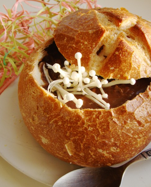 Black Bean Vegetable Soup in Sourdough Bowl (4466319394)