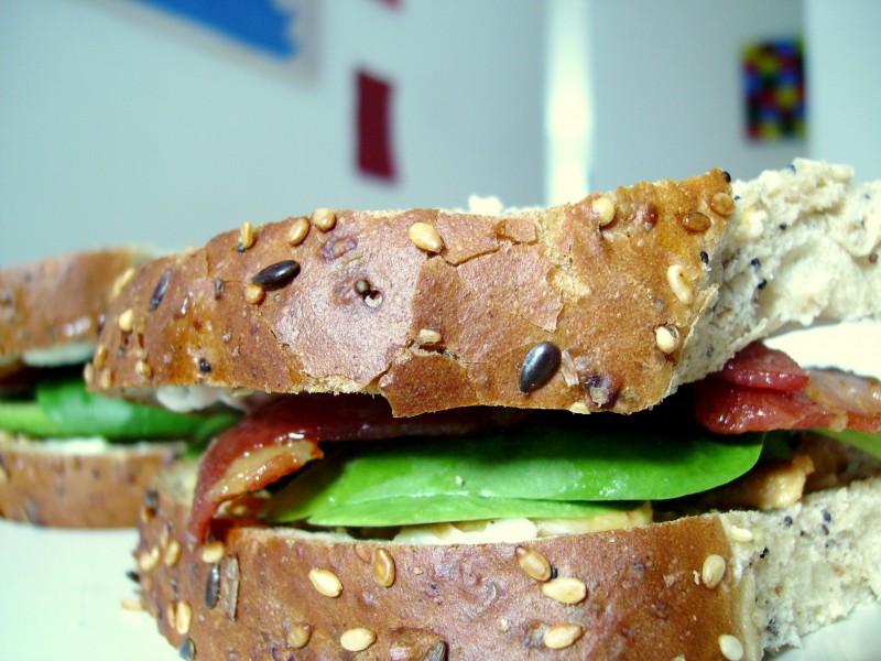 Crunchy Peanut Butter Avocado Baby Spinach Crispy Bacon (406755088)