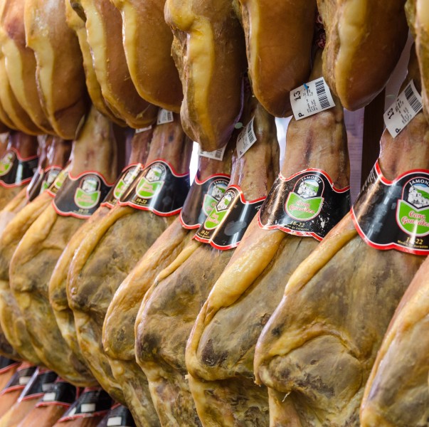 Ham hanging in a shop in Trevélez 2014