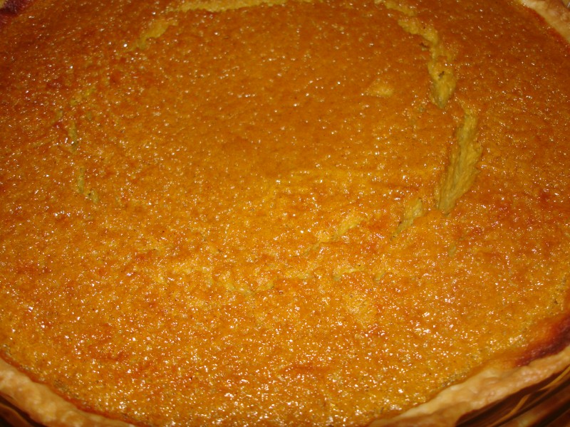 Homemade Pumpkin pie, cracked surface, November 2009