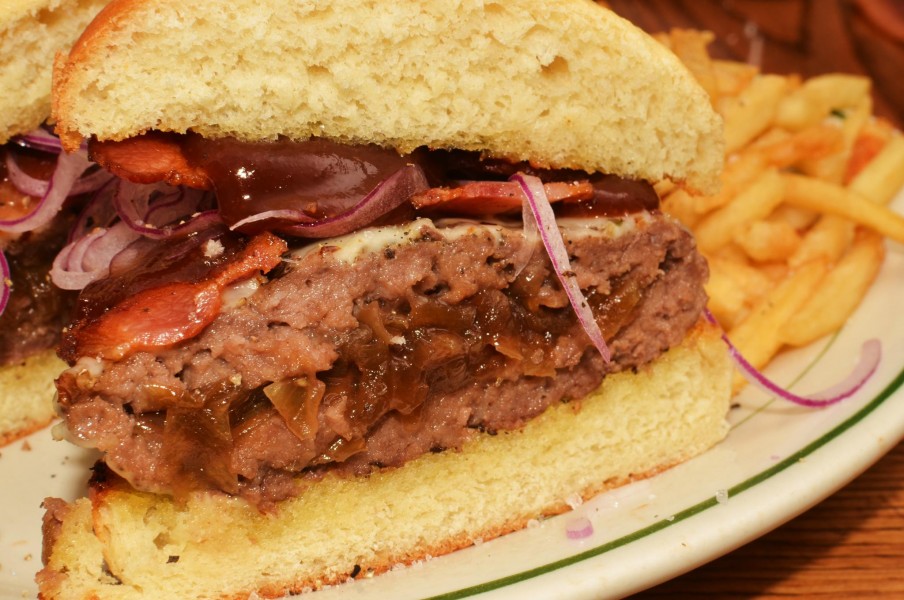 Mmm... onion jam stuffed bacon cheeseburger (7349573390)