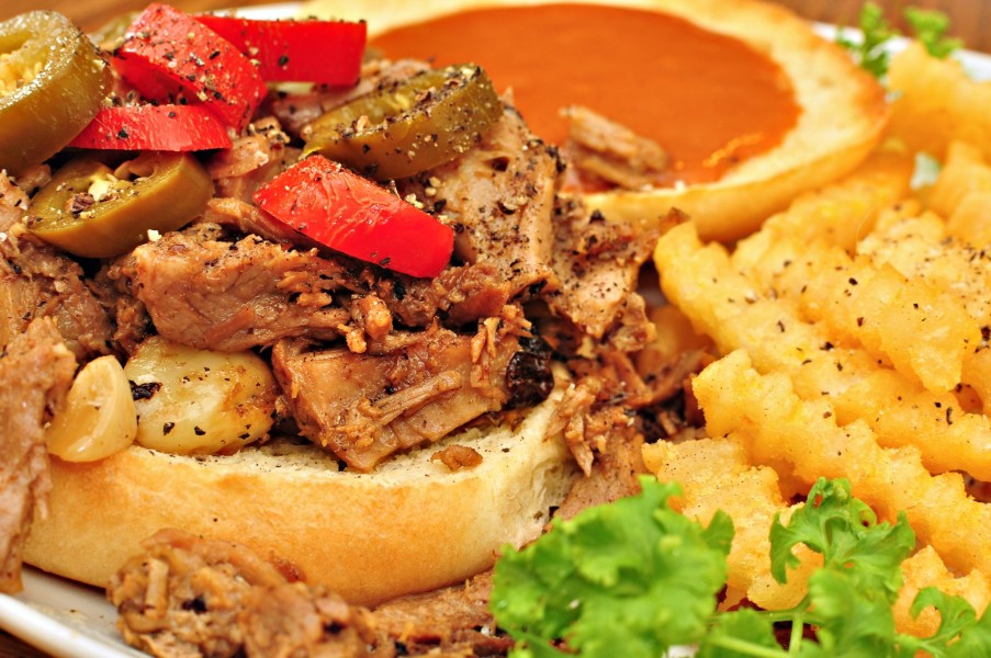 Mmm... roast pork on a homemade bun (6601396533)