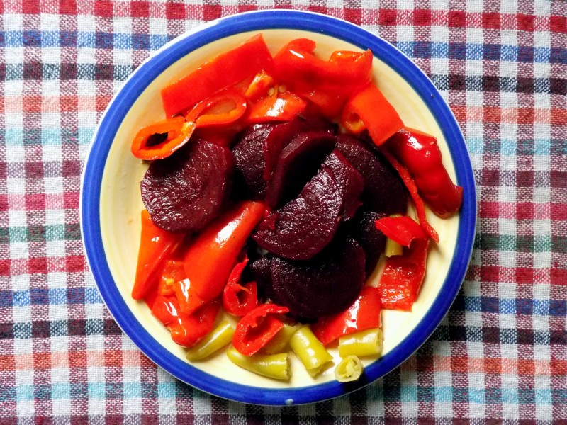 Pickled Vegetables on the plate