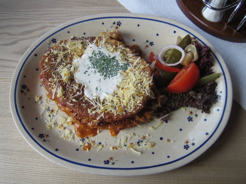 Placki ziemniaczane polish potato panncake and goulash dish 2010