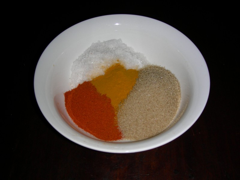 Salt, Sugar, Chili Powder and Tumeric