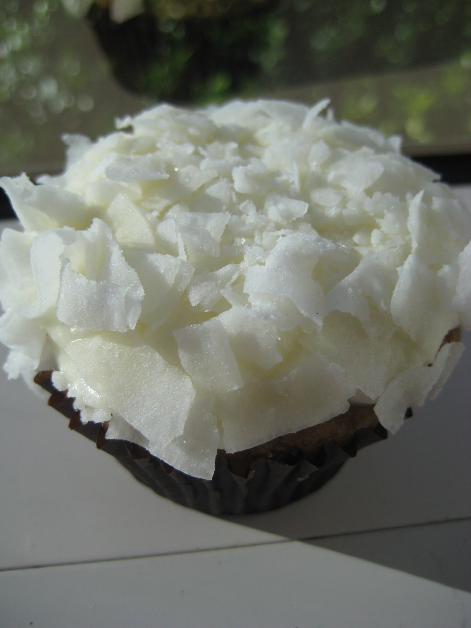 Snowball cupcake with coconut shavings