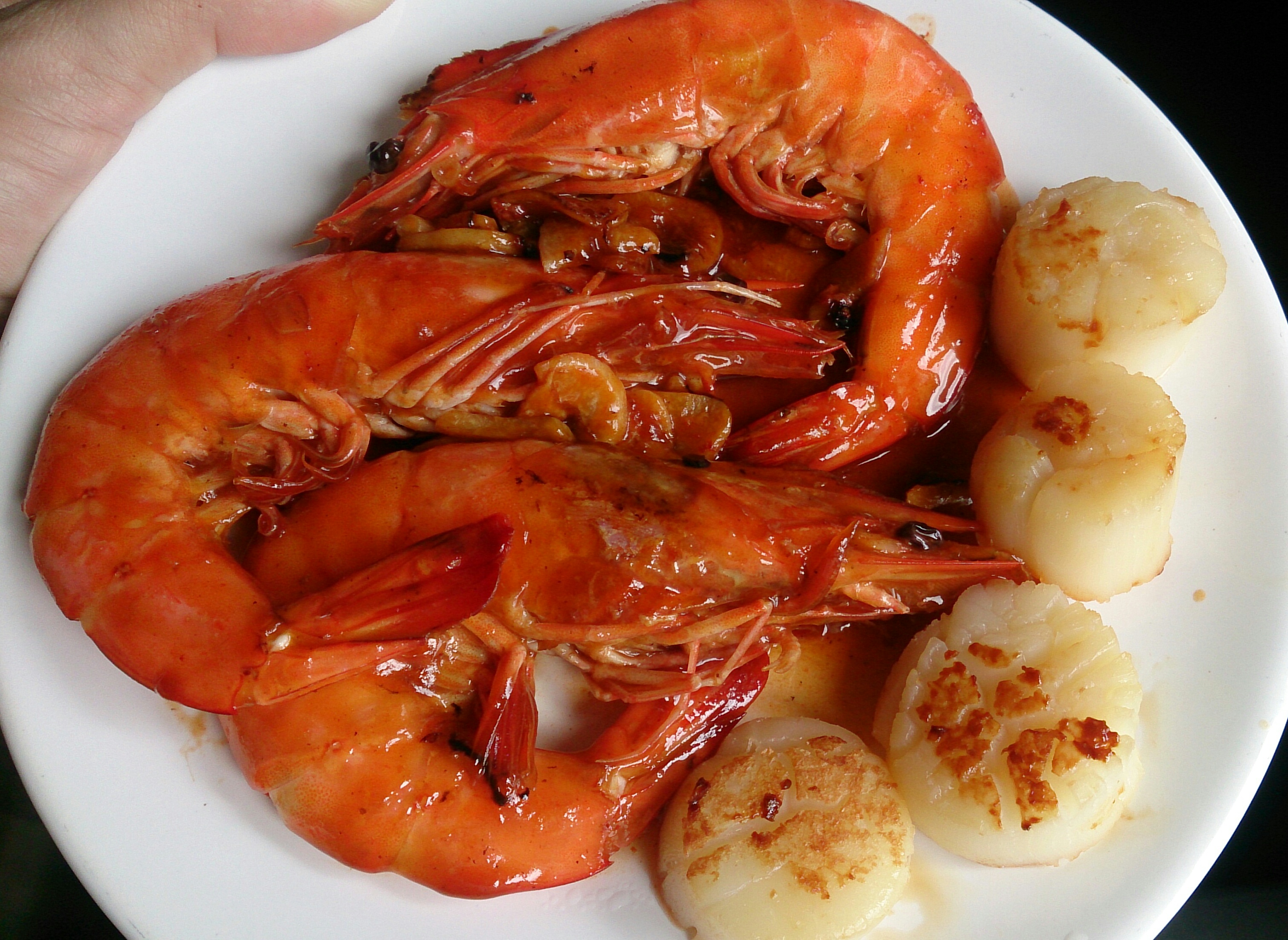 Stir fried prawns and scallops