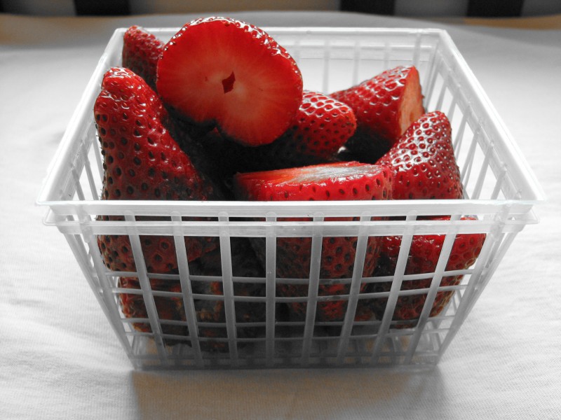 Basket of strawberries red accent