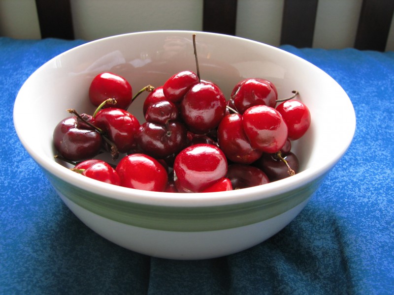 Bowl of cherries with colours enhanced