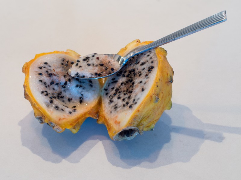 Yellow dragon fruit with spoon (50847s)