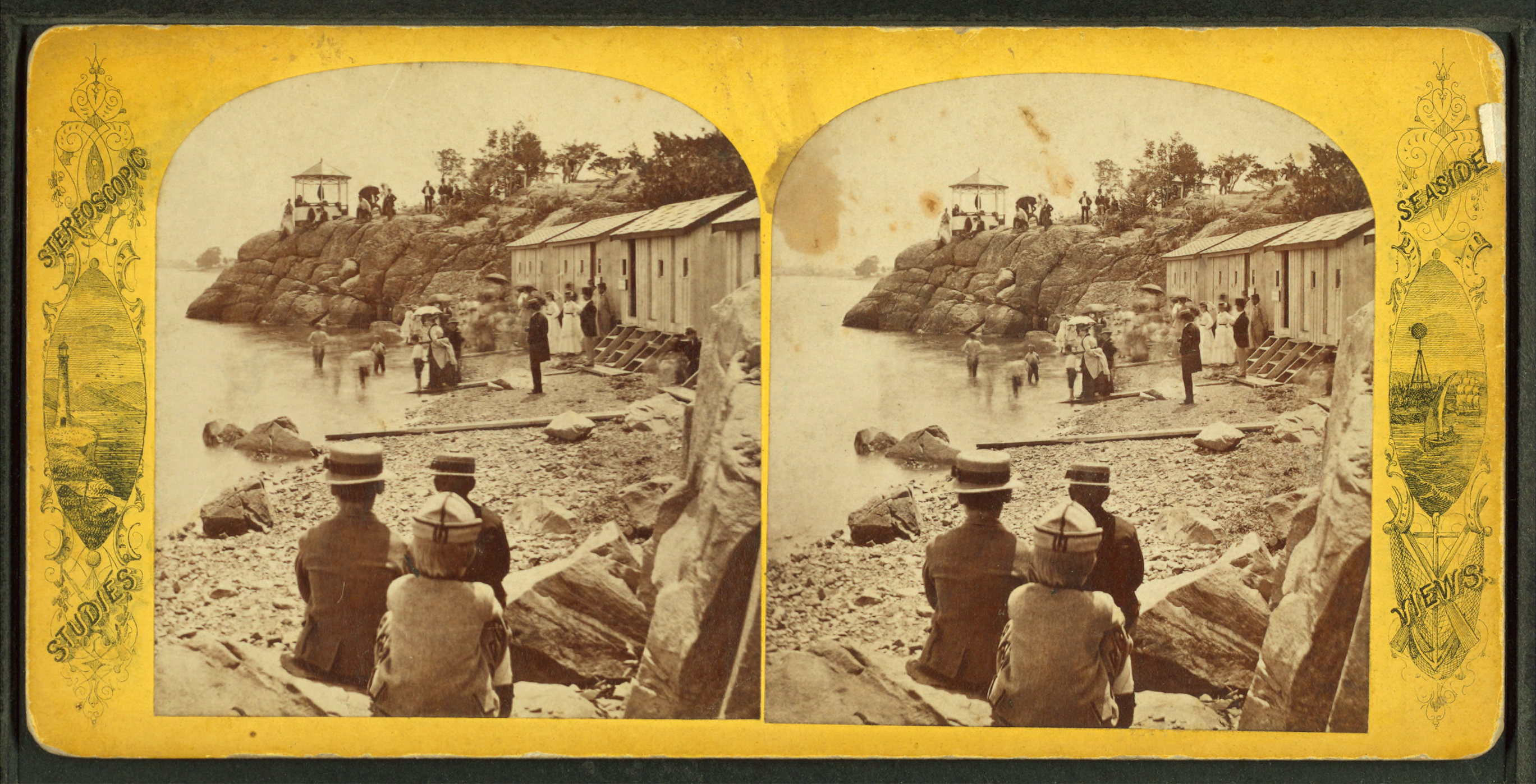 Bathing houses, from Robert N. Dennis collection of stereoscopic views