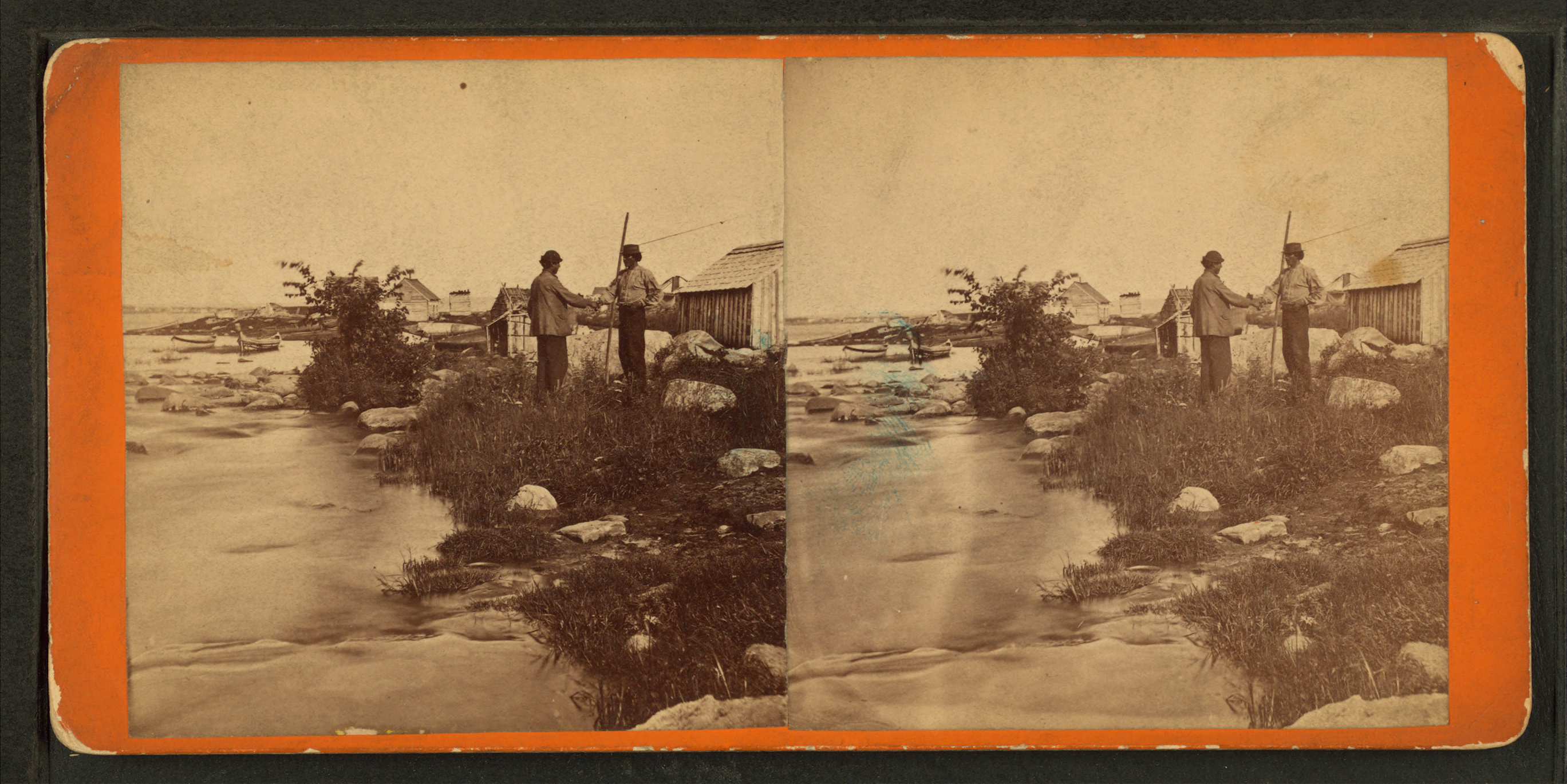 Canoemen shaking hands, by Childs, B. F.