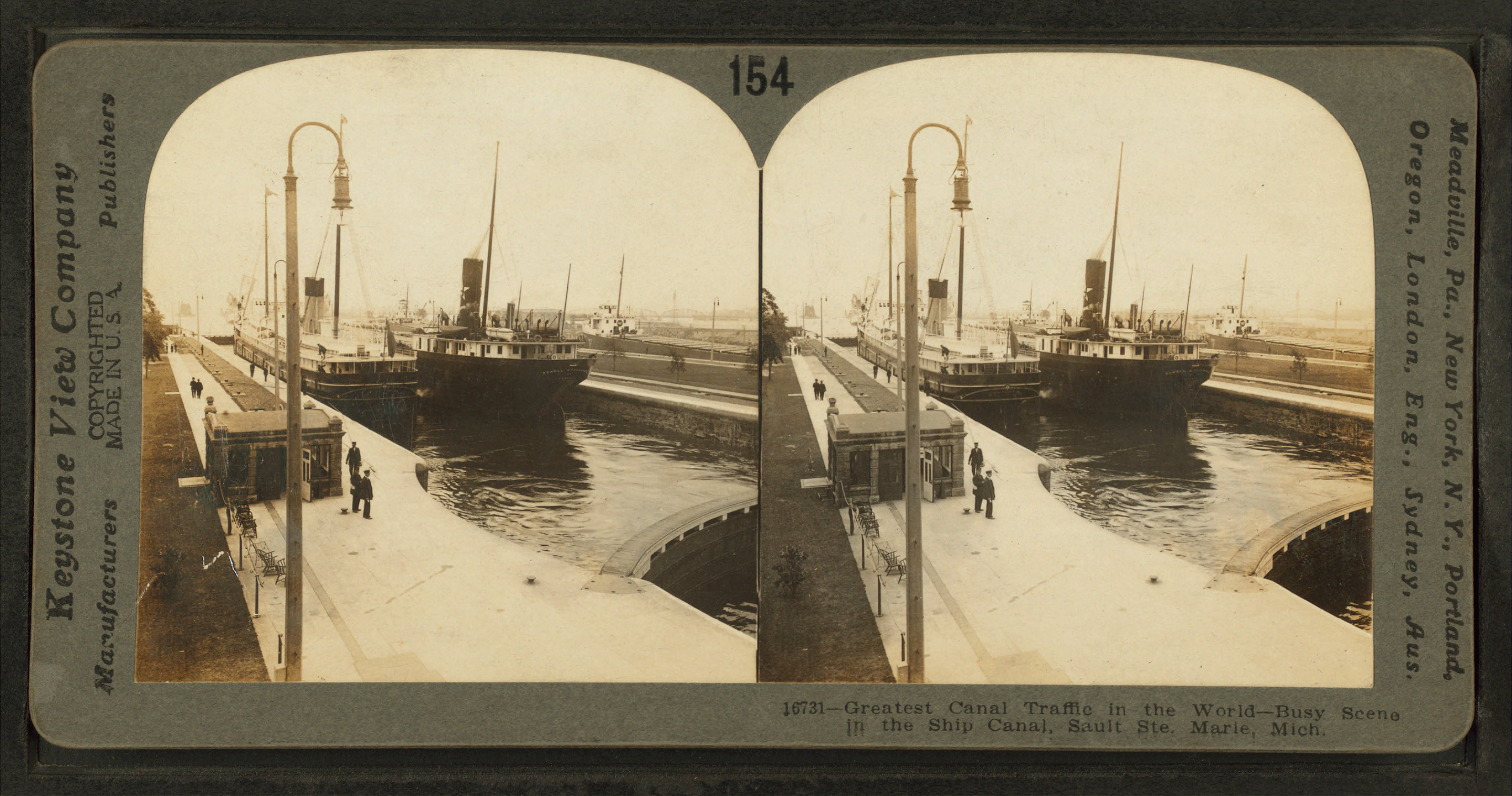Greatest canal traffic in the world, Sault Ste. Marie, Mich, from Robert N. Dennis collection of stereoscopic views