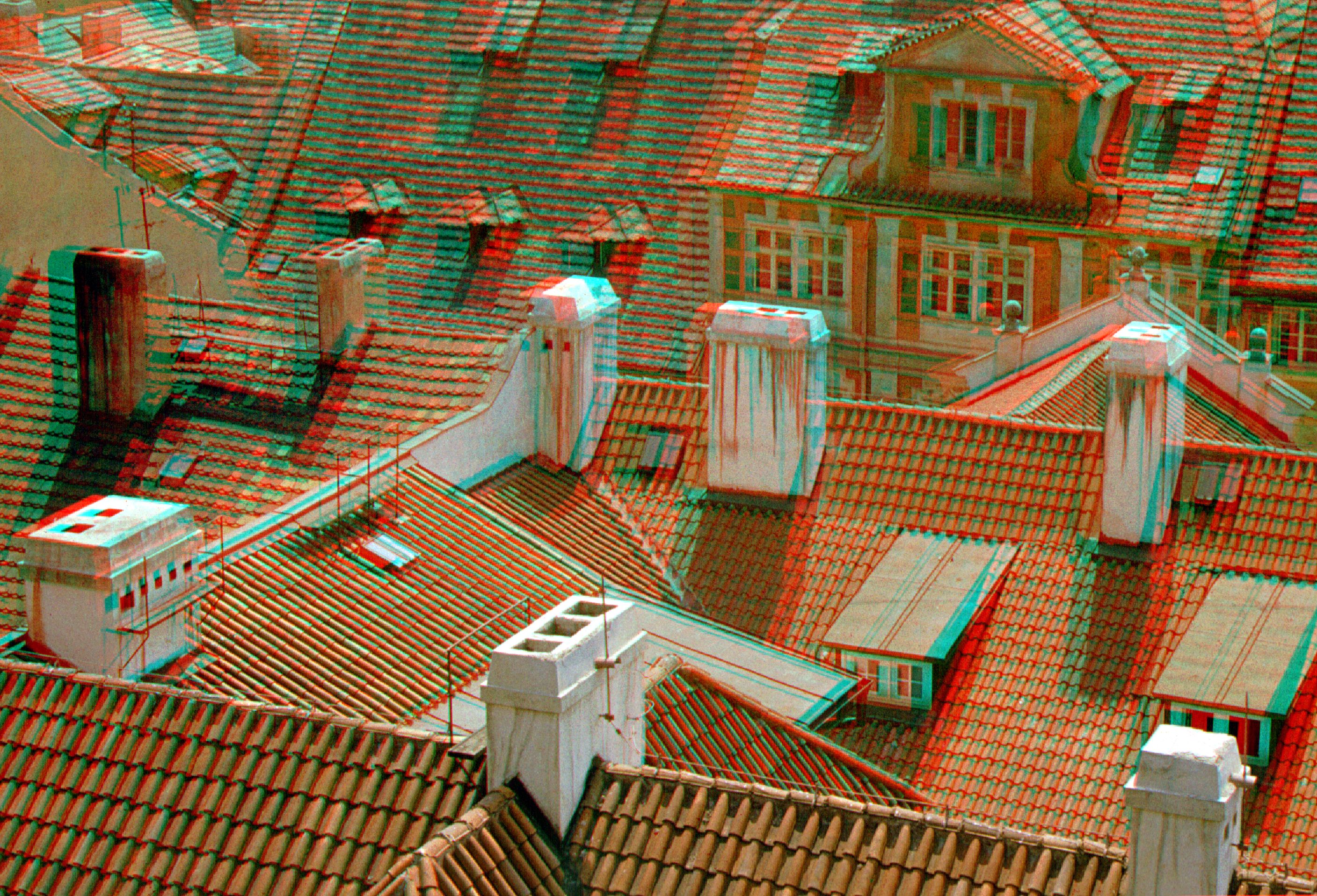 Old Prague roofs anaglyph