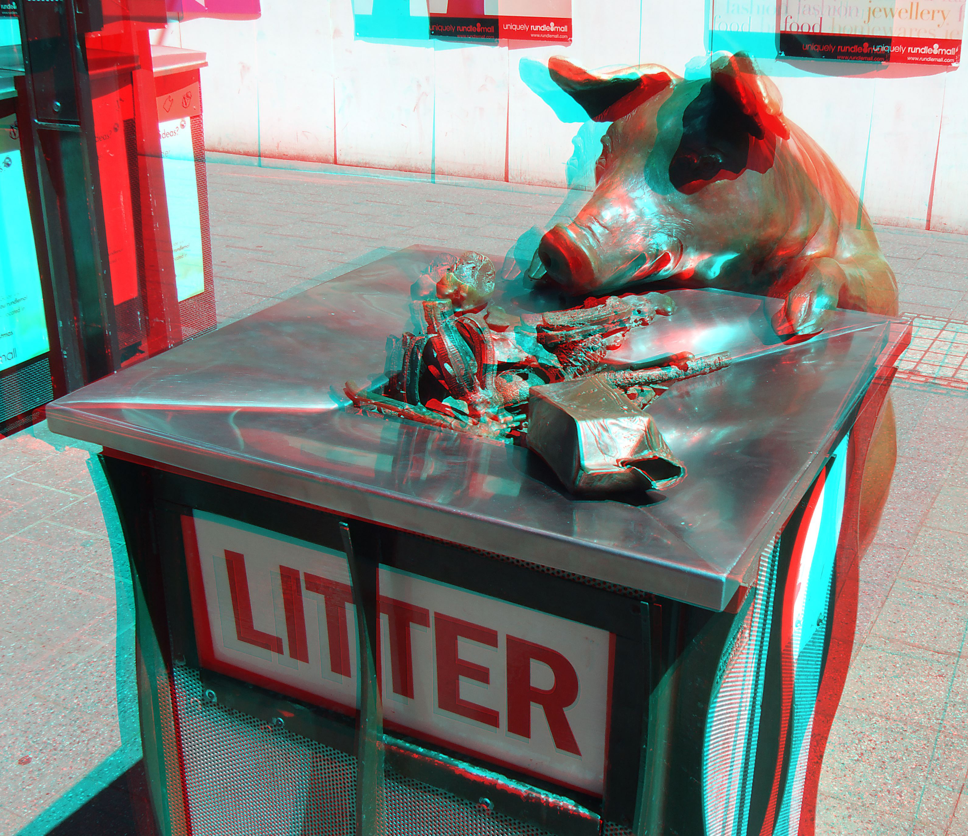 Oliver in Rundle Mall anaglyph